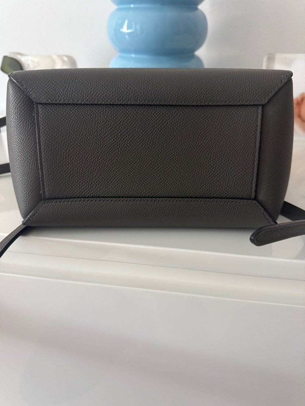 Celine Gray Pebbled Leather Tie-Handle Satchel - Picture 4 of 7